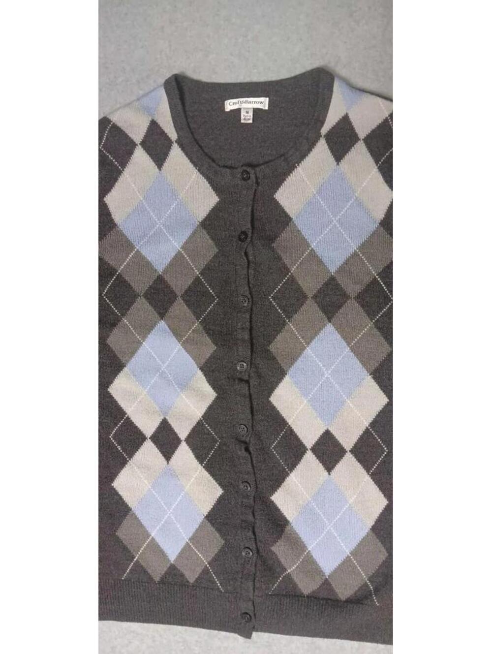 Croft And Barrow Argyle Long Sleeve Button Up Cardigan Womens Size Medium... - Picture 9 of 12